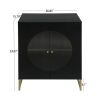 Black Storage Cabinet with Glass Door; Sideboard Buffet Cabinet for Kitchen; Dining Room