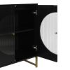 Black Storage Cabinet with Glass Door; Sideboard Buffet Cabinet for Kitchen; Dining Room