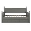 Wood Daybed with Three Drawers ; Twin Size Daybed; No Box Spring Needed ; Gray