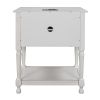 Versatile Nightstand with Two Built-in Shelves Cabinet and an Open Storage,USB Charging Design,White