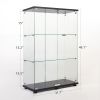 Two-door Glass Display Cabinet 3 Shelves with Door; Floor Standing Curio Bookshelf for Living Room Bedroom Office; 49.49' x 31.77'x 14.37'; Black