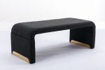 New Boucle Fabric Loveseat Ottoman Footstool Bedroom Bench Shoe Bench With Gold Metal Legs; Black