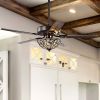 48" Oil Rubbed Bronze 3 Light Wrought Iron LED Ceiling Fan w/Light & Remote