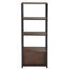 Home Office 4-Tier Bookshelf; Simple Industrial Bookcase Standing Shelf Unit Storage Organizer with 4 Open Storage Shelves and Two Drawers; Brown