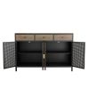 48" Wide 4 Doors Modern Sideboard with 3 Top Drawers; Freestanding Sideboard Storage Cabinet Entryway Floor Cabinet for Living Room Office Bedroom