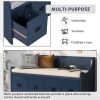 TREXM Movable Cushion Storage Bench with Drawers and Backrest for Entryway and Living Room(Antique Navy)