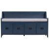 TREXM Movable Cushion Storage Bench with Drawers and Backrest for Entryway and Living Room(Antique Navy)