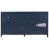 TREXM Movable Cushion Storage Bench with Drawers and Backrest for Entryway and Living Room(Antique Navy)