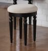 Bedroom Contemporary Vanity Set w Foldable Mirror Stool Drawers Black Color