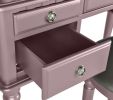 Bedroom Contemporary Vanity Set w Foldable Mirror Stool Drawers Rose Gold Color