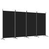 4-Panel Room Divider Black 136.2"x70.9" Fabric