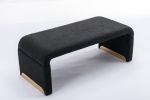 New Boucle Fabric Loveseat Ottoman Footstool Bedroom Bench Shoe Bench With Gold Metal Legs; Black