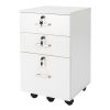 FCH White Wood Grain Density Board Three Drawers Wooden Filing Cabinet