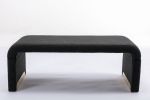 New Boucle Fabric Loveseat Ottoman Footstool Bedroom Bench Shoe Bench With Gold Metal Legs; Black