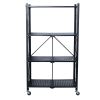 4 Shelf Foldable Metal Storage Shelves, Wheels, Adult, Kitchen, Laundry Room, Black