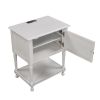 Versatile Nightstand with Two Built-in Shelves Cabinet and an Open Storage,USB Charging Design,White