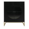 Black Storage Cabinet with Glass Door; Sideboard Buffet Cabinet for Kitchen; Dining Room