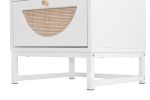 Allen 2 Drawer Nightstand Set of 2; White; Natural Rattan; Display Rack for Bedroom and Living Room