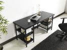 Furnish Home Store Buket Metal Frame 60&quot; Extra Wide Wood Top 4 Shelves Writing and Computer Desk for Home Office; Black