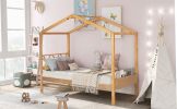 Twin Size Wood House Bed with Storage Space; Natural(OLD SKU: LP000001AAM)