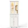 Modern Bookcase, 3-Tier Bookcase, Large Storage Shelves, Display Cabinet with LED Lights