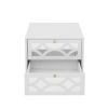 2 drawer nightstand,Small Bedside Table with 2 Drawers,White Mirrored Nightstand,with Gold Legs, Side Table with Storage for Bedroom, Living Room