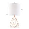 15" Desk/Table Lamps w Cage Bases for Home or Office, Rose Gold, Set of 2