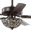 48" Oil Rubbed Bronze 3 Light Wrought Iron LED Ceiling Fan w/Light & Remote