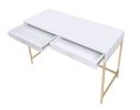 Ottey Desk in White High Gloss & Gold YJ