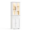 Modern Bookcase, 3-Tier Bookcase, Large Storage Shelves, Display Cabinet with LED Lights