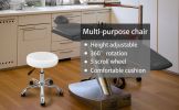 YSSOA Round Stool Chair with Wheels Height Adjustable; White