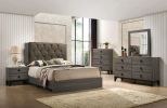 Bedroom Furniture Contemporary Look Grey Color Nightstand Drawers Bed Side Table plywood