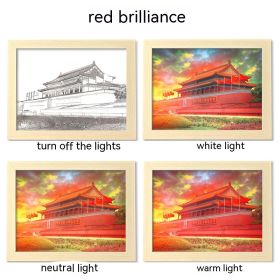 LED Luminous USB Interface Picture Frame Decorative Painting Bedroom Bedside Small Night Lamp Decoration (Option: Red Brilliance-17x22cm)