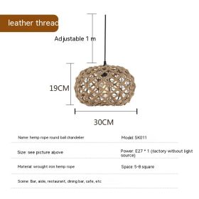 Hemp Rope Retro Industrial Style Restaurant American Country Creative Ceiling Lamp (Option: Light Source Not Included-Rubber Covered Wire Chandelier)