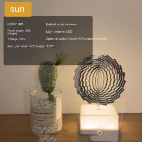 Creative Three-dimensional Rotating Ambience Light Bedroom (Option: Monochrome-Sun-USB)