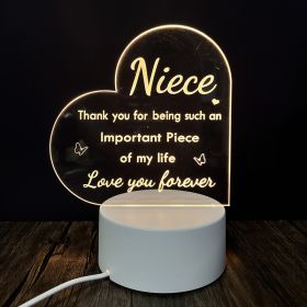 Creative 3D Night Heart Shaped Blessing Language USB Small Table Lamp (Option: Color32-Three color USB)