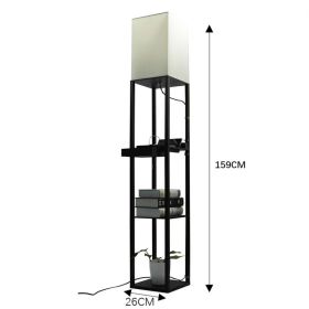 Living Room Multifunctional Charging Shelf Floor Lamp (Option: Black-Monochrome light-EU)