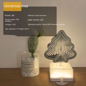 Creative Three-dimensional Rotating Ambience Light Bedroom (Option: Monochrome-Christmas Tree-USB)