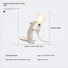 Resin Animal Mini Mouse Decorative Lamp (Option: With Light Source-White Standing Mouse)