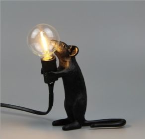 Resin Animal Mini Mouse Decorative Lamp (Option: With Light Source-Black Standing Mouse)