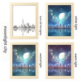 LED Luminous USB Interface Picture Frame Decorative Painting Bedroom Bedside Small Night Lamp Decoration (Option: Moonlight City-23x32cm)