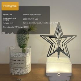 Creative Three-dimensional Rotating Ambience Light Bedroom (Option: Three Colors-Five Pointed Star-USB)