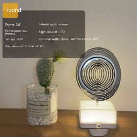 Creative Three-dimensional Rotating Ambience Light Bedroom (Option: Monochrome-Round-USB)