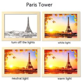 LED Luminous USB Interface Picture Frame Decorative Painting Bedroom Bedside Small Night Lamp Decoration (Option: Paris Tower-17x22cm)