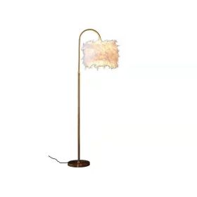 LED White Feather Gold Decorative Curved Floor Lamp (Option: Gold-No light source-EU)