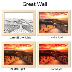 LED Luminous USB Interface Picture Frame Decorative Painting Bedroom Bedside Small Night Lamp Decoration (Option: Great Wall-23x32cm)