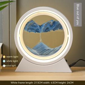 Quicksand Painting Hourglass Decoration Small Night Lamp Atmosphere Gift (Option: Dry Battery Plug In Type-White Frame Blue Sand)