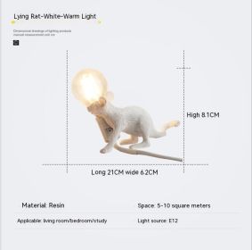 Resin Animal Mini Mouse Decorative Lamp (Option: EU Without Light Source-White Lying Mouse)