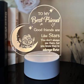 Creative 3D Night Heart Shaped Blessing Language USB Small Table Lamp (Option: Color2-Three color USB)