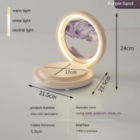 Creative Quicksand Painting Mobile Phone Charging Bluetooth Speaker Desk Lamp (Option: Purple Sand-USB)